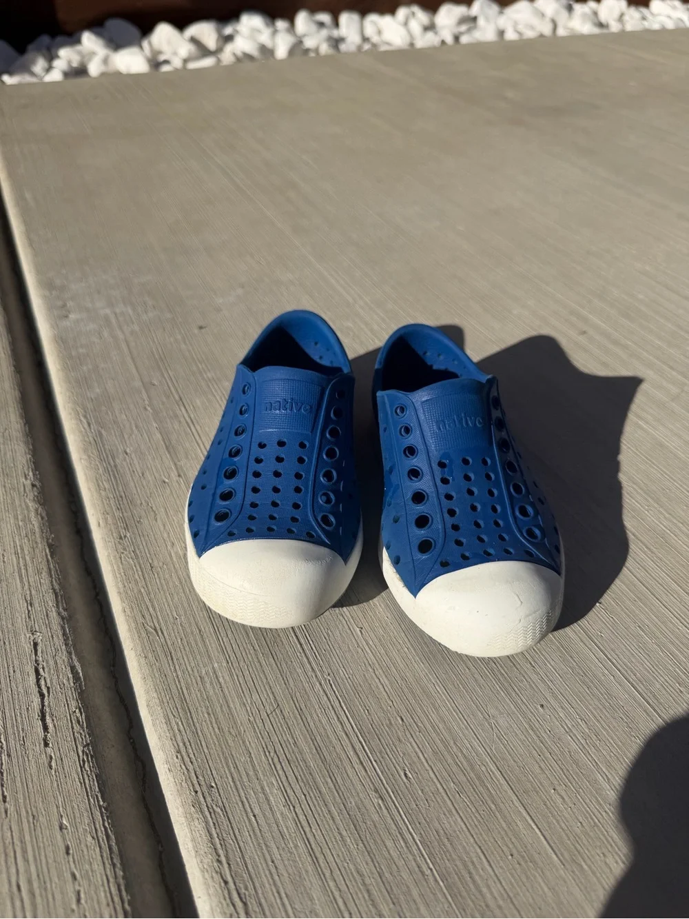 Native Kids Water Shoe Slip-On in Blue with White Toe